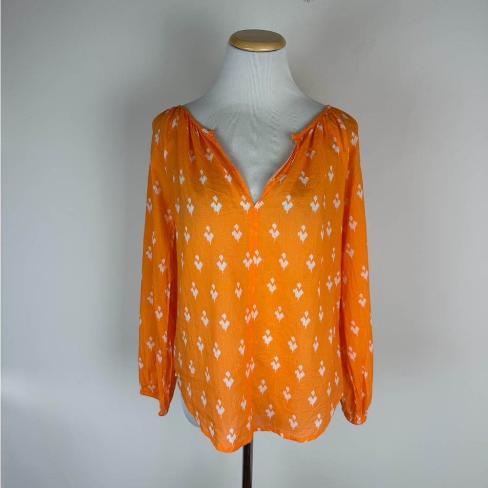Roller Rabbit Orange Printed 100% Cotton Blouse Top Size XS